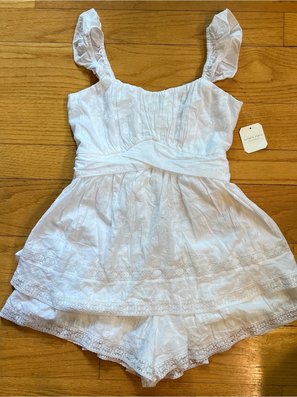 White Eyelet Cotton Romper